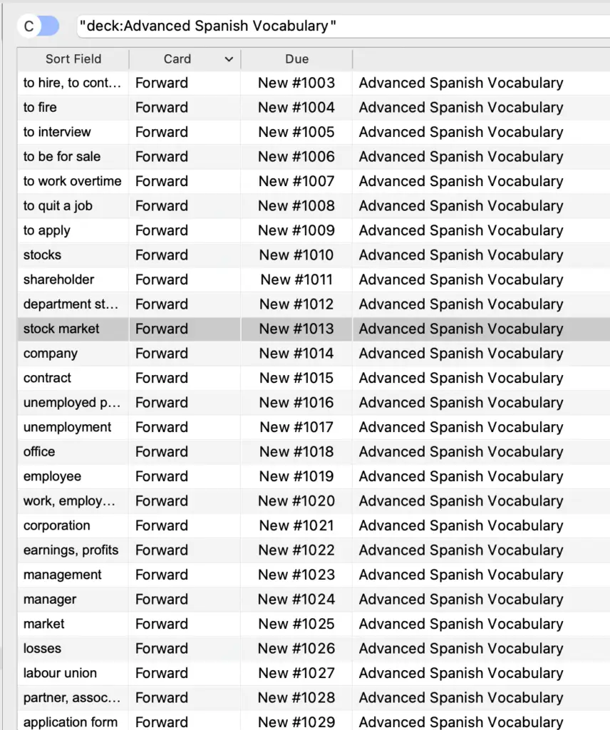 anki spanish vocab